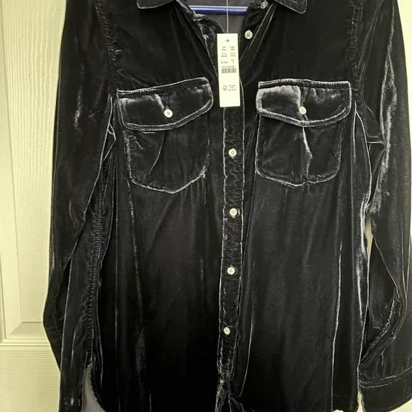 J. Crew Velvet Button Down Shirt - Dark Purple/Blue - Picture 7 of 9